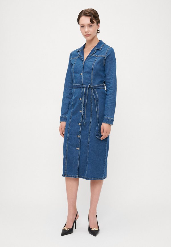 Vero Moda Tall VMTELLY DRESS - Denim dress - dark blue denim