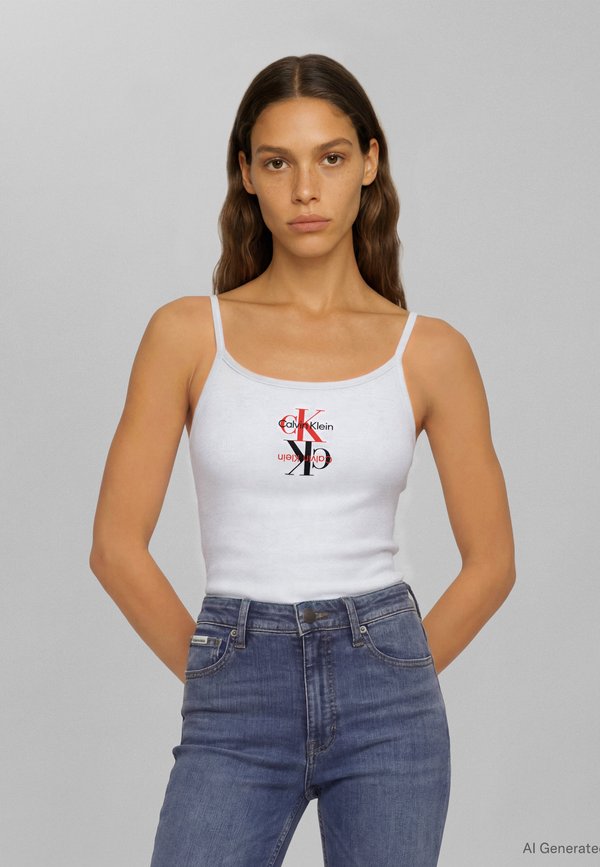 Calvin Klein Jeans 90S CAPSULE CONTOUR - Top - bright white
