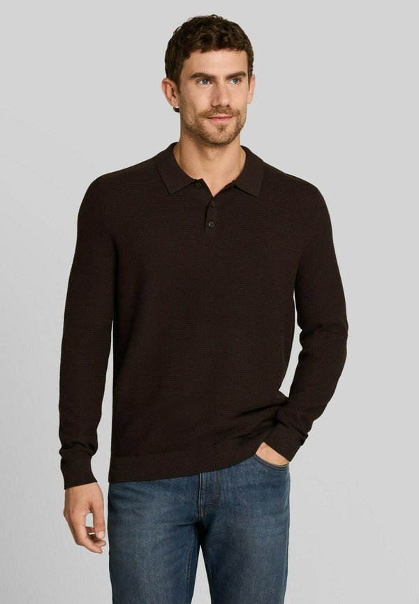 TOM TAILOR STRUCTURED KNIT POLO - Polo shirt - dark chocolate brown melange