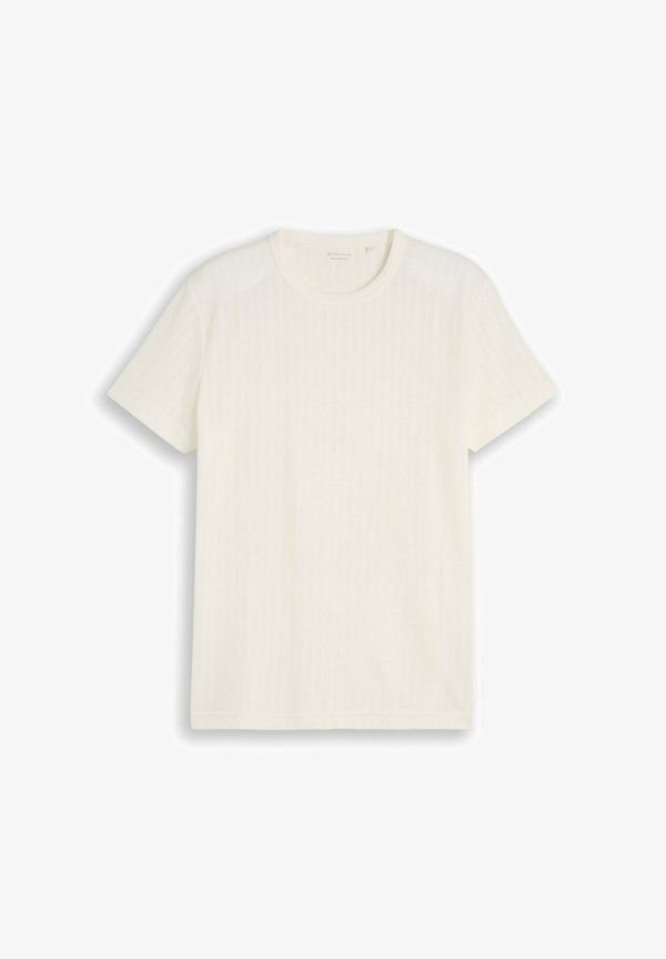 TOM TAILOR TOM TAILOR T-SHIRT T-SHIRT MIT WAFFELSTRUKTUR - Basic T-shirt - gardenia white