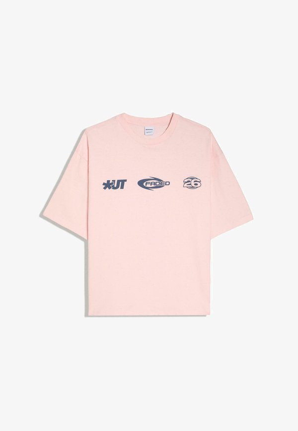 Bershka BOXY FIT PRINT T-SHIRT - Print T-shirt - light pink