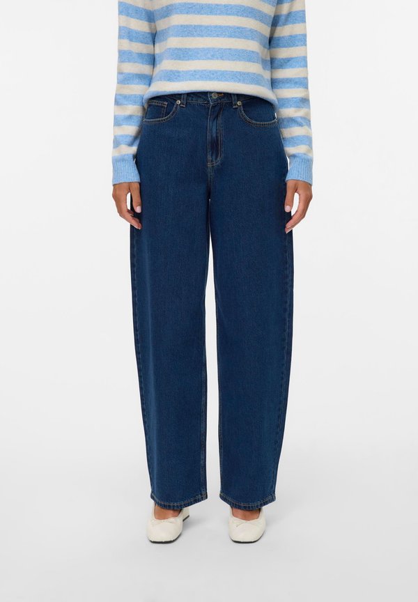 Vero Moda Mom fit VMESTELLE High rise Barrel - Mom Jeans - dark blue denim detail vi