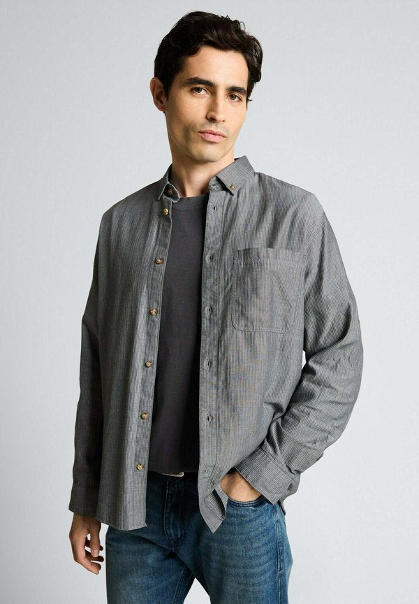 TOM TAILOR REGULAR FIT MIT TURN-UP-FUNKTION - Shirt - tarmac grey herringbone