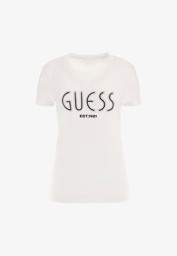 Guess LOGO STRASS - Print T-shirt - weiß