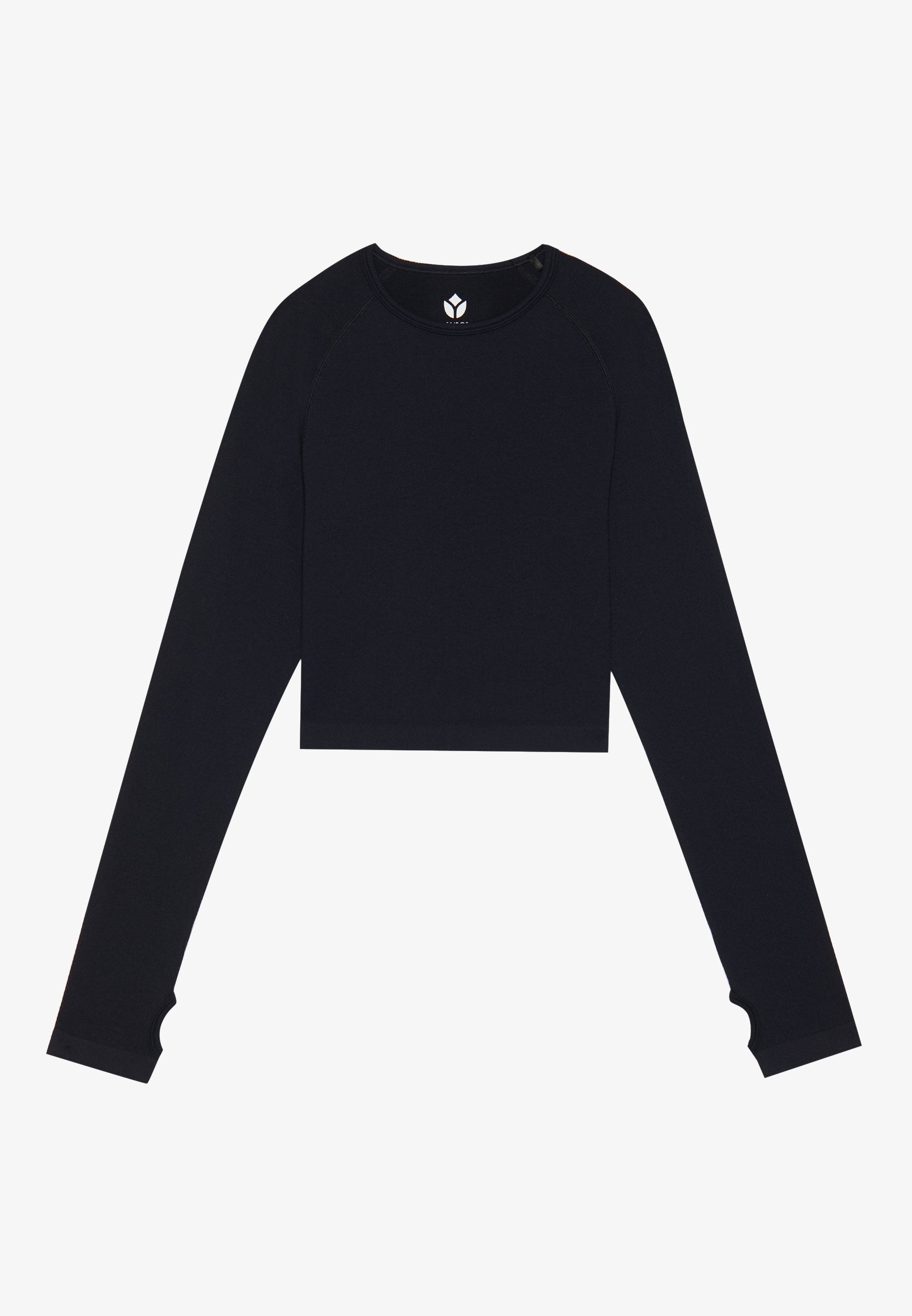 Even&Odd active CROPPED LONG SLEEVE FINE RIB SEAMLESS TOP