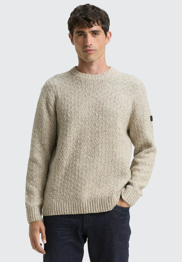 TOM TAILOR PULLOVER IN MELANGE OPTIK - Jumper - brown offwhite structure