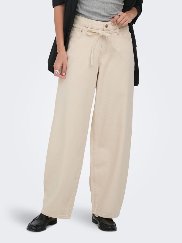 ONLY Straight fit ONLGIANNA Mid waist Balloon - Straight leg jeans - ecru