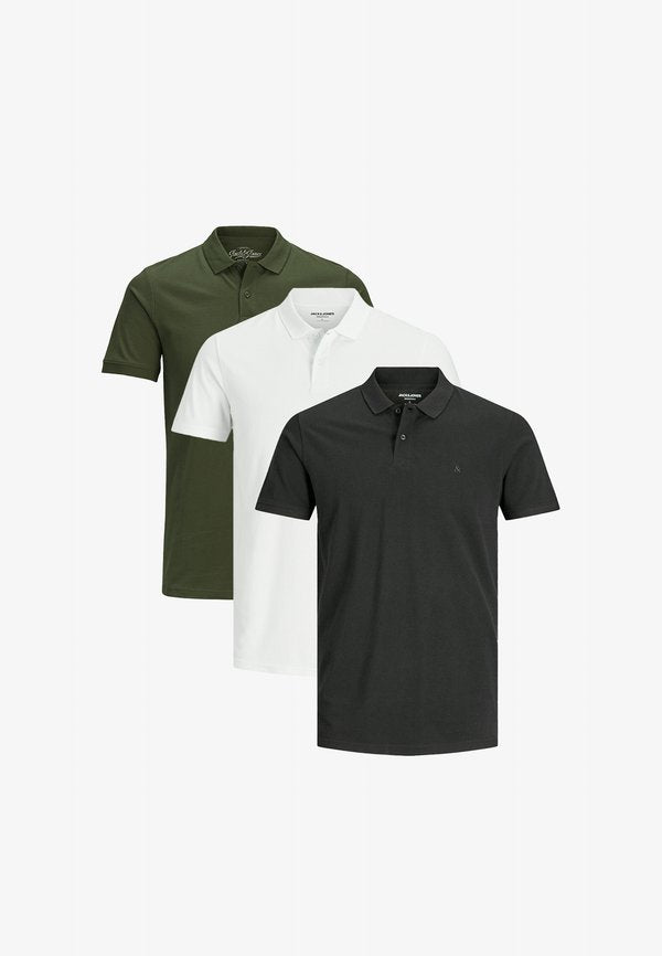 Jack & Jones 3 PACK - Polo shirt - weiß   grün   schwarz
