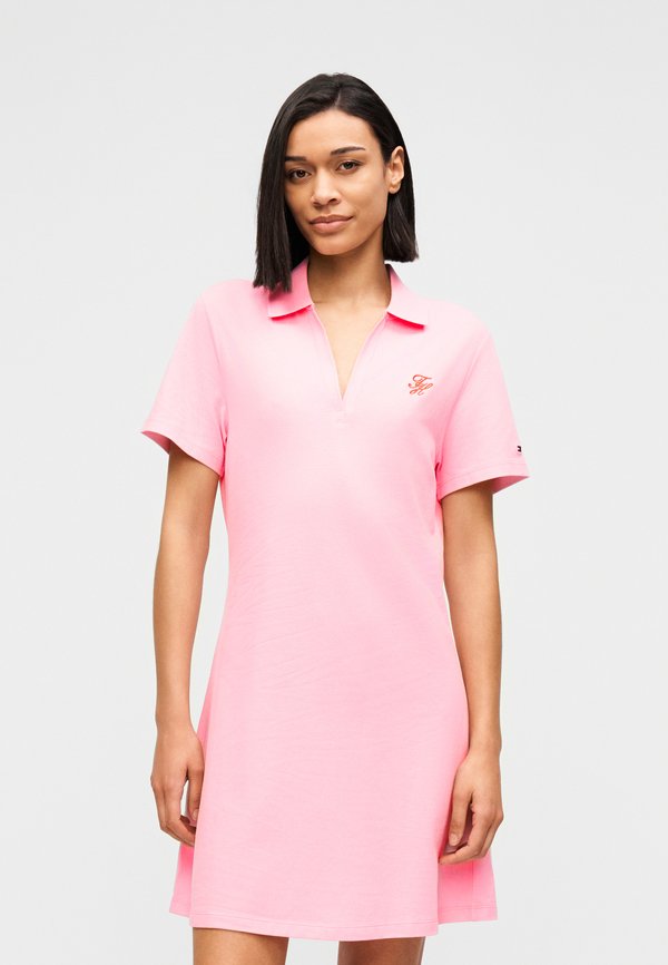 Tommy Hilfiger 1985 LOGO EMBROIDERY MINI POLO DRESS - Day dress - classic pink