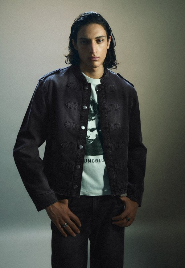 Bershka BUTTONED - JACKET - Denim jacket - black