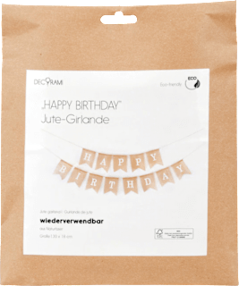 Girlande "Happy Birthday", Jute DECORAMI