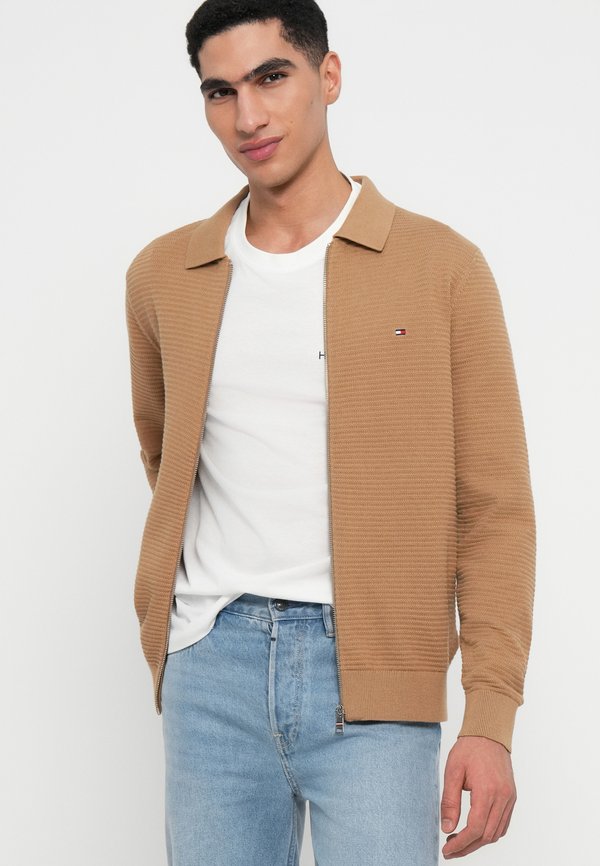 Tommy Hilfiger TEXTURED KNIT ZIP-THRU POLO CARDIGAN