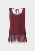 ONLY ONLSUNNY U NECK FRINGE - Top - maroon banner