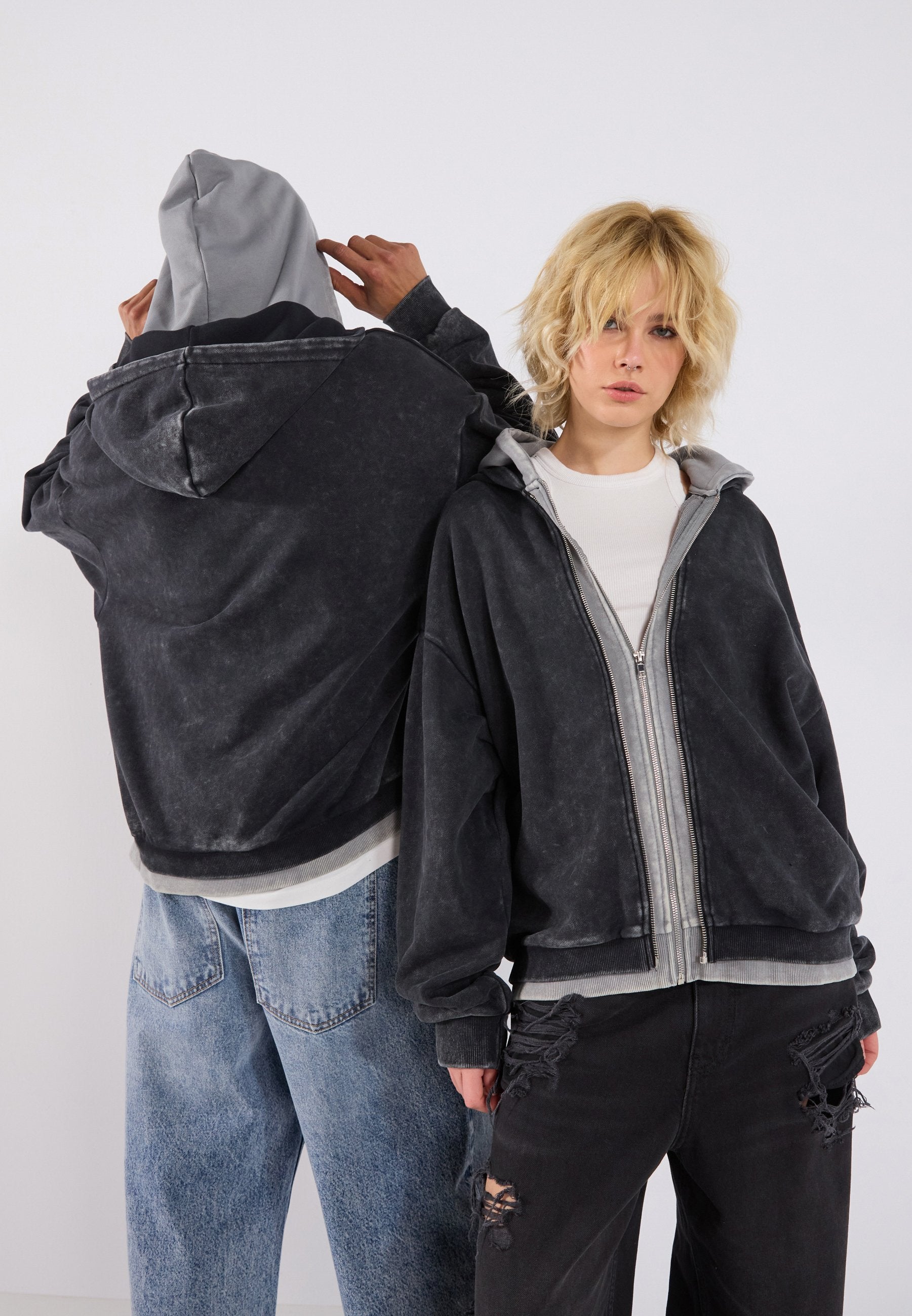 YOURTURN UNISEX RELAXED FIT DOUBLE LAYER JACKET