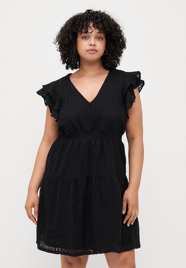 Vero Moda Curve VMHONEY V NECK DRESS  - Day dress - black