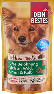 Hundeleckerli reich an Wild, Lamm & Kalb, softe Belohnung für kleine Hunde Dein Bestes