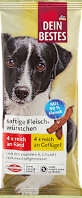 Hundeleckerli saftige Würstchen reich an Rind & Geflügel (8 Stück) Dein Bestes