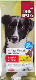 Hundeleckerli saftige Würstchen reich an Rind & Geflügel (8 Stück) Dein Bestes