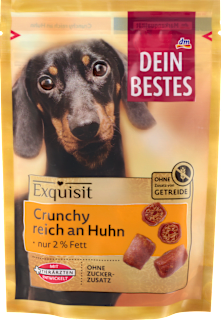 Hundeleckerlie Crunchy reich an Huhn, Exquisit Dein Bestes