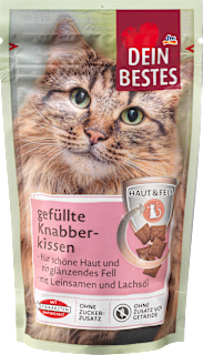 Katzenleckerli gefüllte Knabberkissen, Haut & Fell Dein Bestes