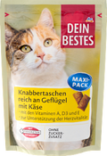 Katzenleckerli Knabbertaschen reich an Geflügel mit Käse Dein Bestes