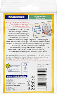 Katzenspielzeug Schmusekissen mit Katzenminze & Silver Vine, Omas Lieblingsstücke Dein Bestes