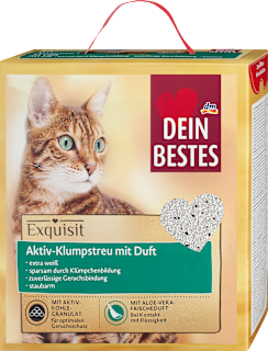 Katzenstreu Aktiv-Klumpstreu mit Aloe Vera Duft, Exquisit  Dein Bestes