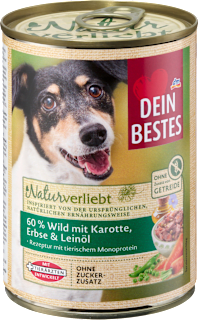 Nassfutter Hund 60% Wild mit Karotten, Naturverliebt Dein Bestes
