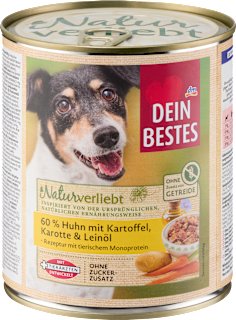 Nassfutter Hund mit 60% Huhn mit Kartoffeln, Naturverliebt Dein Bestes