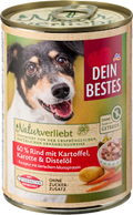 Nassfutter Hund mit 60% Rind mit Kartoffel, Karotte & Distelöl, Naturverliebt Dein Bestes