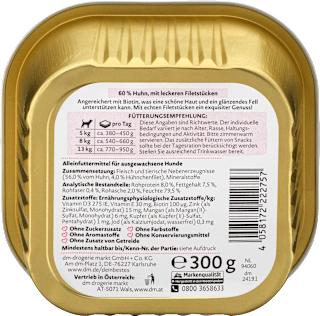 Nassfutter Hund mit Huhn, Exquisit Dein Bestes