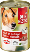 Nassfutter Hund reich an Geflügelherzen Dein Bestes