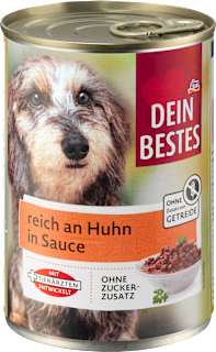 Nassfutter Hund reich an Huhn in Sauce Dein Bestes