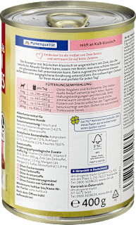 Nassfutter Hund reich an Kalb, Multipack (6x400 g) Dein Bestes
