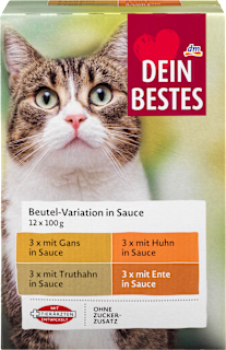 Nassfutter Katze Geflügel in Sauce, Multipack (12x100 g) Dein Bestes