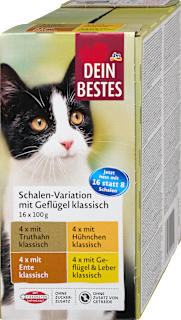 Nassfutter Katze Geflügel Variationen, Multipack (16x100 g) Dein Bestes