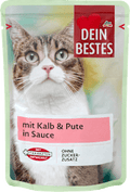 Nassfutter Katze mit Kalb & Pute in Sauce Dein Bestes