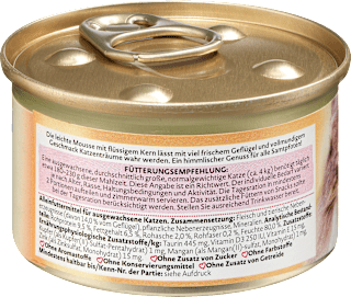 Nassfutter Katze reich an Geflügel, Mousse mit Saucenherz Dein Bestes