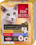 Nassfutter Katze reich an Hähnchen, Truthhahn, Rind & Lachs, Sternenküche Multipack (8x100 g) Dein Bestes