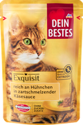 Nassfutter Katze, reich an Hühnchen in Käsesauce, Exquisit Dein Bestes