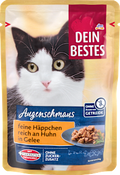 Nassfutter Katze reich an Huhn, feine Häpppchen in Gelee, Augenschmaus Dein Bestes