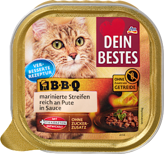 Nassfutter Katze reich an Pute, BBQ Dein Bestes