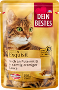 Nassfutter Katze, reich an Pute mit Ei in Sauce, Exquisit Dein Bestes