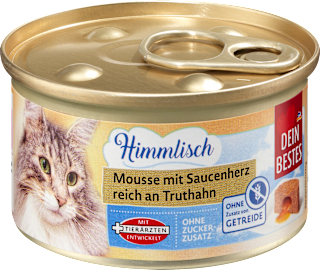 Nassfutter Katze reich an Truthahn, Mousse mit Saucenherz Dein Bestes