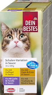 Nassfutter Katze Variationen in Sauce, Multipack (16x100 g) Dein Bestes