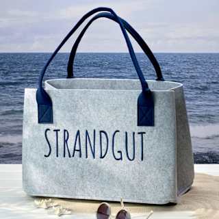 Filztasche "Strandgut", grau/blau (26,5x40x26 cm) Dekorieren & Einrichten