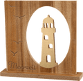 Holzaufsteller Leuchturm mit Spruch, natur/gold Dekorieren & Einrichten
