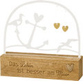 Holzaufsteller mit Metallbogen, Herzanhängern & Anker, maritim Dekorieren & Einrichten