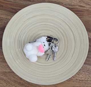 Schlüsselanhänger Bär mit rosa Herz, grau/braun/weiß Dekorieren & Einrichten