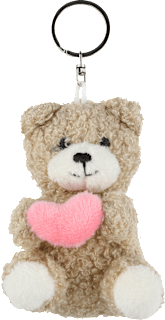 Schlüsselanhänger Bär mit rosa Herz, grau/braun/weiß Dekorieren & Einrichten